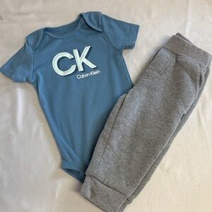 Calvin Klein - Blue Baby Bodysuit and matching joggers/sweatpants